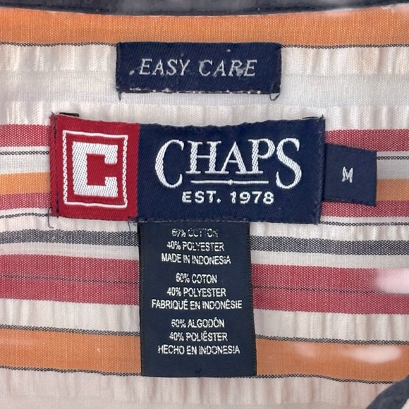 CHAPS - SIZE MEDIUM - MULTI-COLOR STRIPPED - SEERSUCKER FABRIC - GOOD COND - B18 - Picture 4 of 7